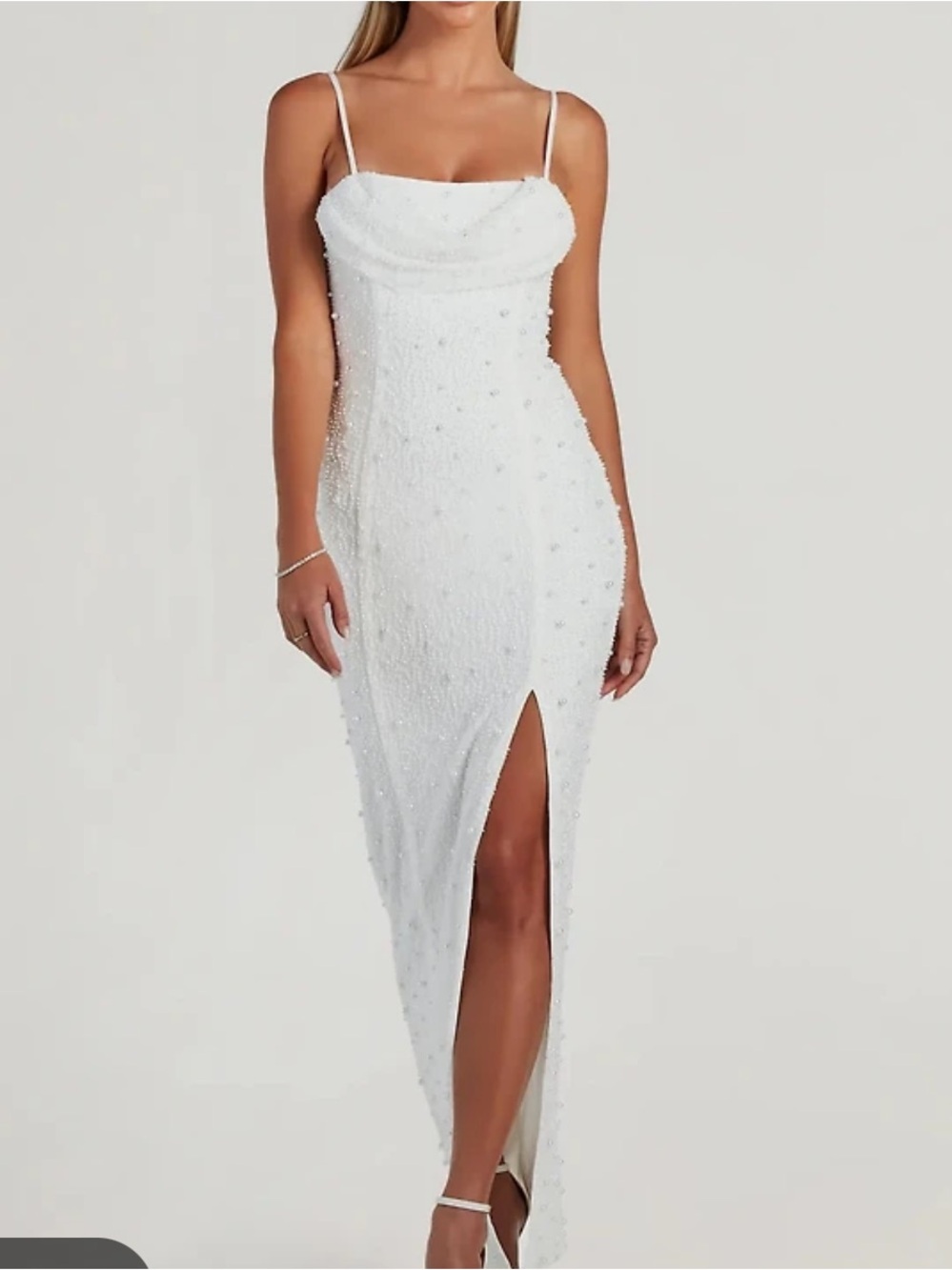 Windsor Klara Cowl Neck Faux Pearl Bead
Column Dress small